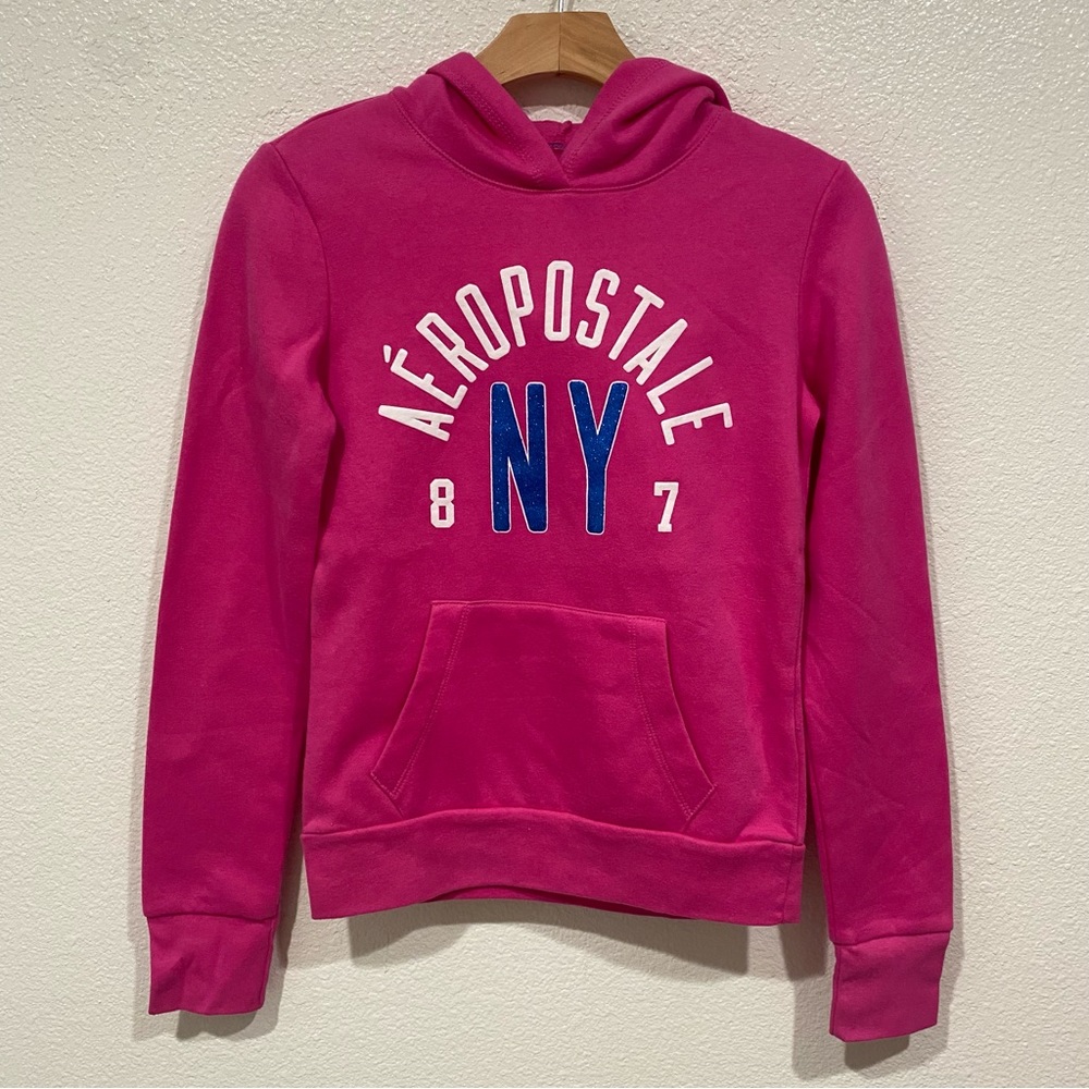 NWT aeropostale logo pink blue hoodie sweater sweatshirt long sleeve top shirt